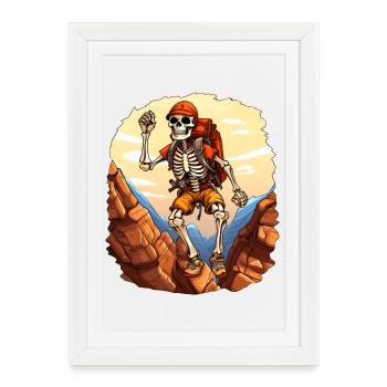 Skeleton Hiking / Mountaineering Skeletons - Framed poster (27 × 37 cm) - white - Front