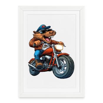 Moto Beaver - Affiche encadrée (27 × 37 cm) - blanc - Devant