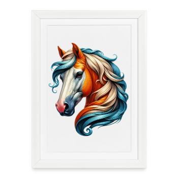 Cheval - Affiche encadrée (27 × 37 cm) - blanc - Devant
