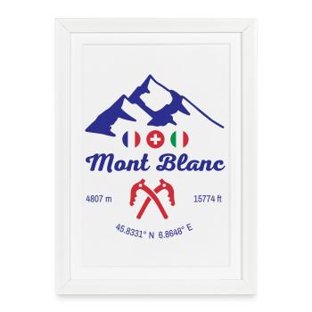 Plus haute montagne des Alpes du Mont-Blanc - Affiche encadrée (27 × 37 cm) - blanc - Devant
