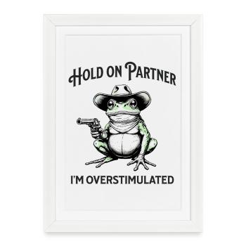 Funny Cowboy Frog – Hang in there, partner! I - Framed poster (27 × 37 cm) - white - Front