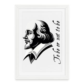 Profil littéraire de Shakespeare - Minimaliste - Affiche encadrée (27 × 37 cm) - blanc - Devant