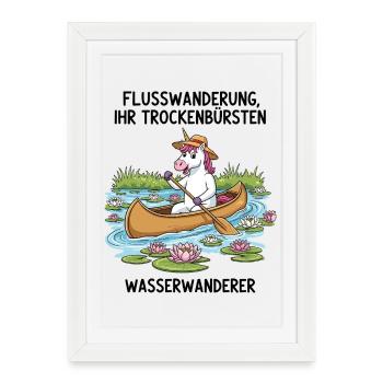 Excursion en canoë Licorne - Affiche encadrée (27 × 37 cm) - blanc - Devant