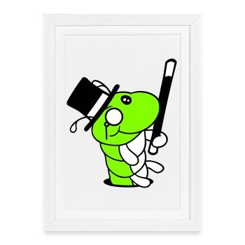 Caterpillar Sir Mr. Rich Monocle Glasses Cylinder Hole - Framed poster (27 × 37 cm) - white - Front