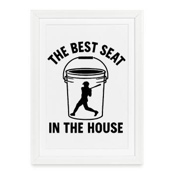 Le meilleur siège de la maison Bucket Dad Baseball Dad - Affiche encadrée (27 × 37 cm) - blanc - Devant
