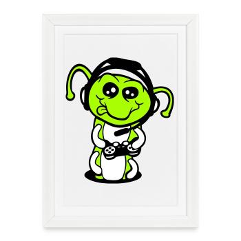 Gamer Caterpillar Nerd Gaming Controller Console Game - Framed poster (27 × 37 cm) - white - Front