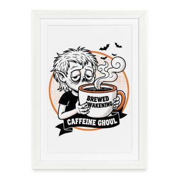 Illustration de tasse à café hantée - Affiche encadrée (27 × 37 cm) - blanc - Devant