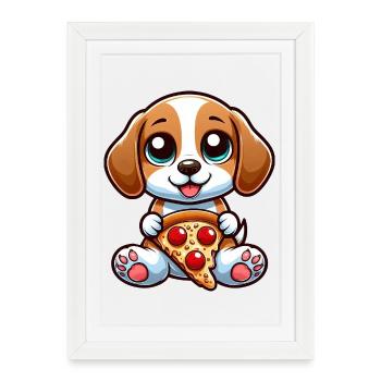 Sweet Beagle with Melon Fruity Summer Design - Framed poster (27 × 37 cm) - white - Front