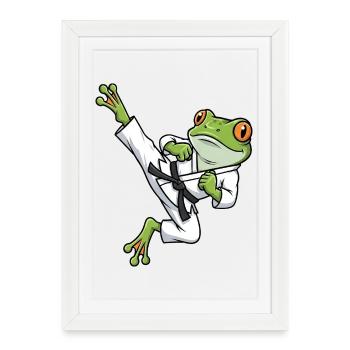 Whimsical Frog Toad Toad Karate Martial Arts - Framed poster (27 × 37 cm) - white - Front