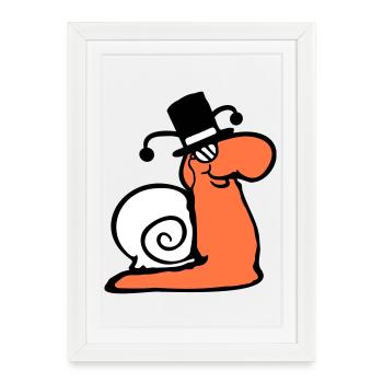 M. Escargot Sir Lord Rich Monocle Verres Cylindre - Affiche encadrée (27 × 37 cm) - blanc - Devant