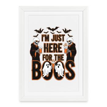 Squelettes Boos Halloween - Affiche encadrée (27 × 37 cm) - blanc - Devant