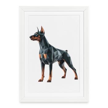 Doberman - Cool Low Poly  Logo - Framed poster (27 × 37 cm) - white - Front