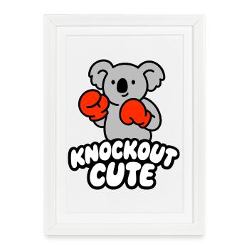 KO Mignon Koala avec des gants de boxe - Affiche encadrée (27 × 37 cm) - blanc - Devant