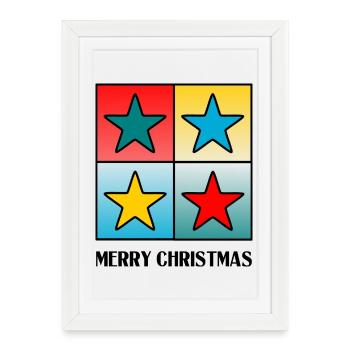 NOËL. MERRY CHRISTMAS. SAPIN. BONNE ANNEE - Affiche encadrée (27 × 37 cm) - blanc - Devant