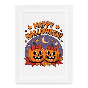 Cuddly Pumpkin Heads Halloween - Framed poster (27 × 37 cm) - white - Front