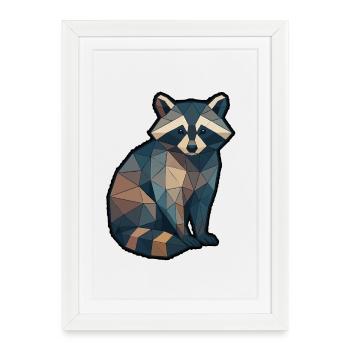 Geometric Raccoon Low Poly - Framed poster (27 × 37 cm) - white - Front