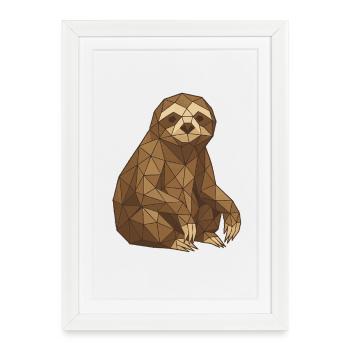 Geometric Sloth Low-Poly - Framed poster (27 × 37 cm) - white - Front