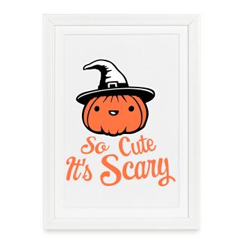 Citrouille Joyeux Chapeau de Sorcière Halloween Tellement Mignon Effrayant - Affiche encadrée (27 × 37 cm) - blanc - Devant