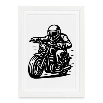 biker - Framed poster (27 × 37 cm) - white - Front