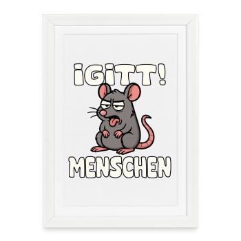 Rat avec Langue iGITt HUMANS - Affiche encadrée (27 × 37 cm) - blanc - Devant