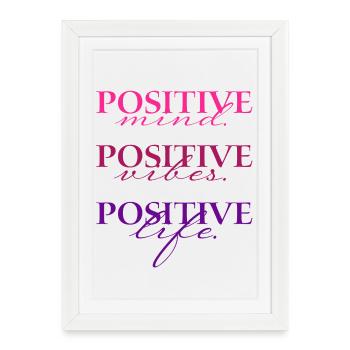 Positive Mind Vibs Life  - Affiche encadrée (27 × 37 cm) - blanc - Devant