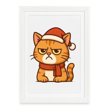 Grummiger Weihnachtskater - Affiche encadrée (27 × 37 cm) - blanc - Devant