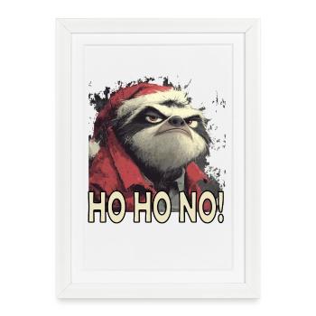 Ho Ho No Christmas Sloth - Affiche encadrée (27 × 37 cm) - blanc - Devant