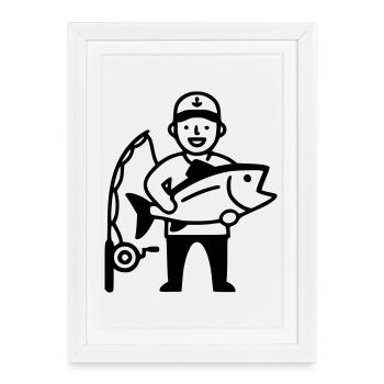 Fishing-proud-angler-big-catch-2 - Framed poster (27 × 37 cm) - white - Front