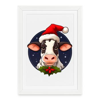 Vaches Noël - Affiche encadrée (27 × 37 cm) - blanc - Devant