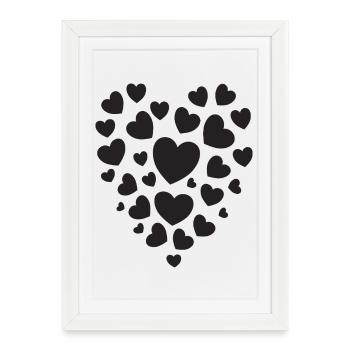 Motif de cœur en forme de cœur de cœur noir - Affiche encadrée (27 × 37 cm) - blanc - Devant
