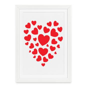 Motif de confettis en cœur rouge : motif de cœur rouge - Affiche encadrée (27 × 37 cm) - blanc - Devant