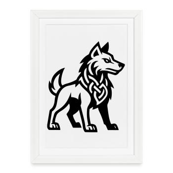 Wolf Viking - Framed poster (27 × 37 cm) - white - Front