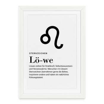 Signe du zodiaque Lion - Affiche encadrée (27 × 37 cm) - blanc - Devant