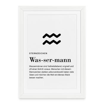 Signe du zodiaque Verseau - Affiche encadrée (27 × 37 cm) - blanc - Devant