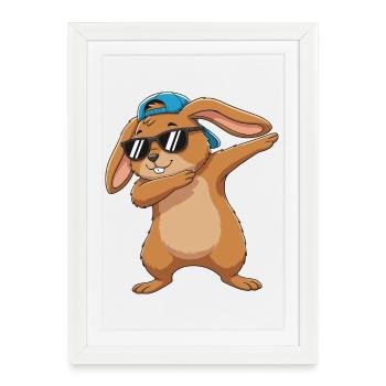 Cool Dabbing Rabbit Sunglasses Cartoon Art - Framed poster (27 × 37 cm) - white - Front