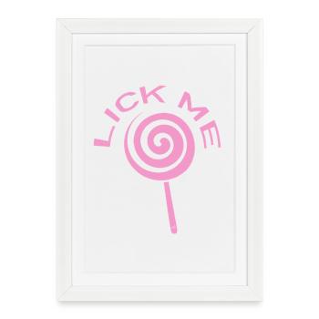 Lèche-moi la sucette rose | Mignonne Candy Love Design - Affiche encadrée (27 × 37 cm) - blanc - Devant