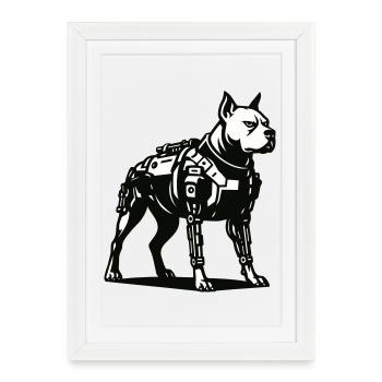 Chien cyborg - Affiche encadrée (27 × 37 cm) - blanc - Devant