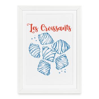 Les Croissants Esquisses Bleues - Affiche encadrée (27 × 37 cm) - blanc - Devant
