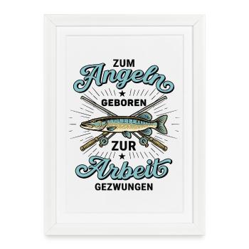 Born to Fish - Vintage Funny Angler - Framed poster (27 × 37 cm) - white - Front