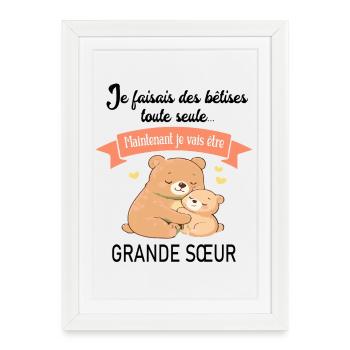 Je faisais des bêtises toute seule  - Affiche encadrée (27 × 37 cm) - blanc - Devant