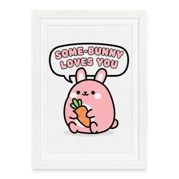 Un lapin t’aime Carotte mignonne - Affiche encadrée (27 × 37 cm) - blanc - Devant