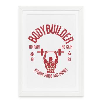Mode de vie de bodybuilder – Force et puissance musculaire - Affiche encadrée (27 × 37 cm) - blanc - Devant