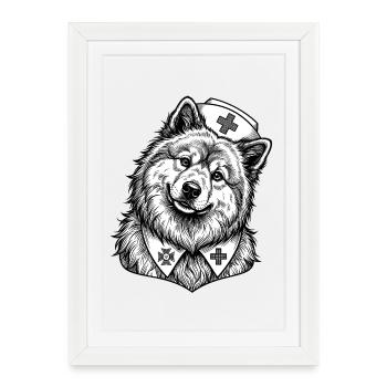 Eurasier | Infirmière - Affiche encadrée (27 × 37 cm) - blanc - Devant