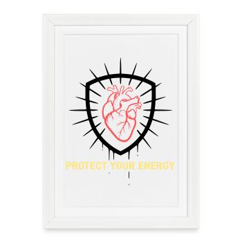 Bouclier cœur Protéger l’Énergie - Affiche encadrée (27 × 37 cm) - blanc - Devant