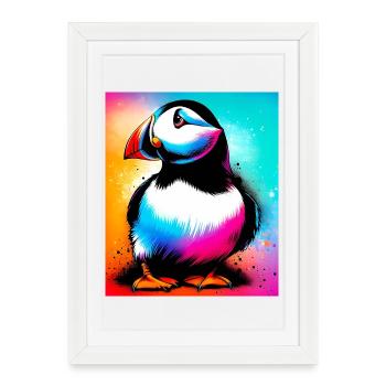 puffin - Framed poster (27 × 37 cm) - white - Front