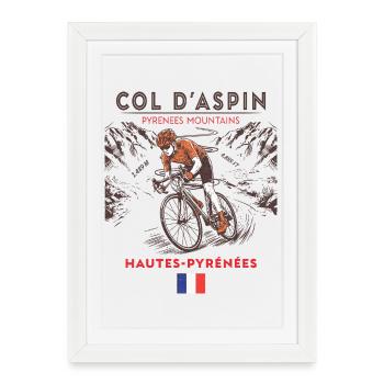 Col d'Aspin Cycling -Pyrenees Mountains- France  - Affiche encadrée (27 × 37 cm) - blanc - Devant