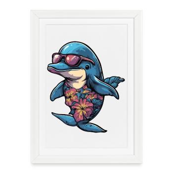 Vacances de bandes dessinées Dolphin - Affiche encadrée (27 × 37 cm) - blanc - Devant