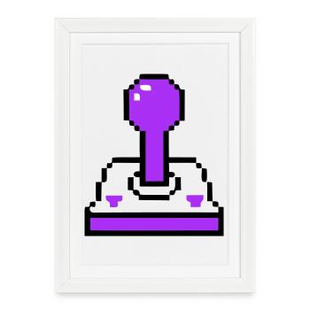 Console rétro Arcade Joystick - Affiche encadrée (27 × 37 cm) - blanc - Devant
