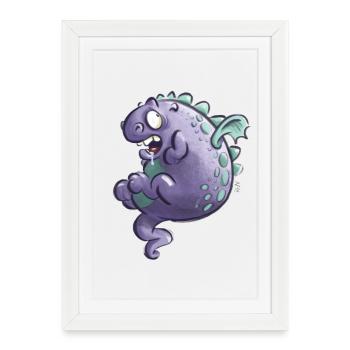 Dragon Pourpre - Affiche encadrée (27 × 37 cm) - blanc - Devant