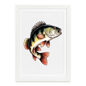 Motif de perche - Affiche encadrée (27 × 37 cm) - blanc - Devant